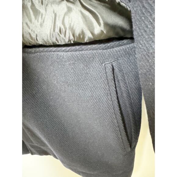 Cole Haan Mens Walking Coat Wool with Removable Bib Quilted Navy Blue Medium - Picture 3 of 11